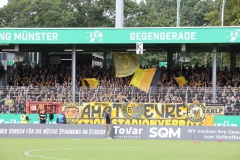 1. Spieltag 2023/2024: Preußen Münster - Borussia Dortmund U23 0:0. Mit 1190 Gästefans war der Block voll.