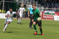 1. Spieltag 2021/2022: Preußen Münster - Alemannia Aachen 2:1. Jannik Borgmann am Ball.