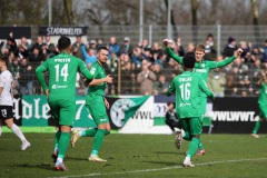 20. Spieltag 2022/2023: 1. FC Bocholt - Preußen Münster 1:2. Jubel nach dem 2:0 durch Henok Teklab.