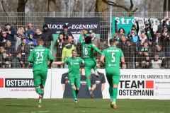 20. Spieltag 2022/2023: 1. FC Bocholt - Preußen Münster 1:2. Jubel nach dem 2:0 durch Henok Teklab.
