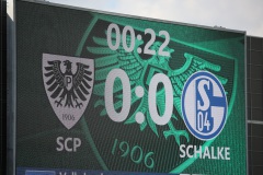27. Spieltag 2022/2023: Preußen Münster - FC Schalke II 3:0. Anzeigetafel mit neuem Look.
