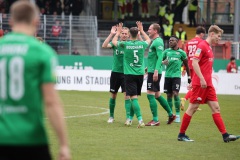29. Spieltag 2022/2023: Preußen Münster - RW Oberhausen 2:0. Dennis Grote jubelt nach dem 1:0.