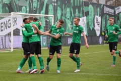 29. Spieltag 2022/2023: Preußen Münster - RW Oberhausen 2:0. Jubel nach dem 2:0 durch Wooten.
