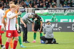 7. Spieltag 2023/2024: SC Preußen - VfB Lübeck 1:1. Yassine Bouchama muss mit gebrochener Nase runter.