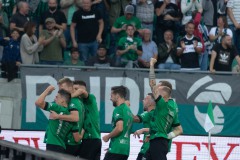 7. Spieltag 2021/2022: Preußen Münster - RW Essen 2:3. Thorben Deters jubelt nach seinem 1:0.