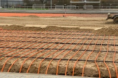 Trainingsplätze am Preußenstadion Ende 2022 - hier wurde die Rasenheizung am künftigen Rasenplatz installiert.