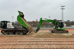 Trainingsplätze am Preußenstadion Ende 2022 - hier wurde die Rasenheizung am künftigen Rasenplatz installiert.