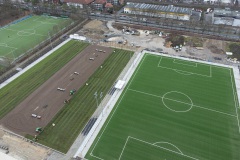 Zwei neue Trainingsplätze am Preußenstadion: Seit  dem 4. Januar 2023 wird Rollrasen auf dem künftigen Rasenplatz verlegt.